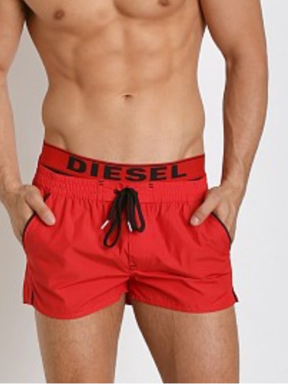 Diesel Red Athletic Shorts with Black Waistband No Tags but is Size S.